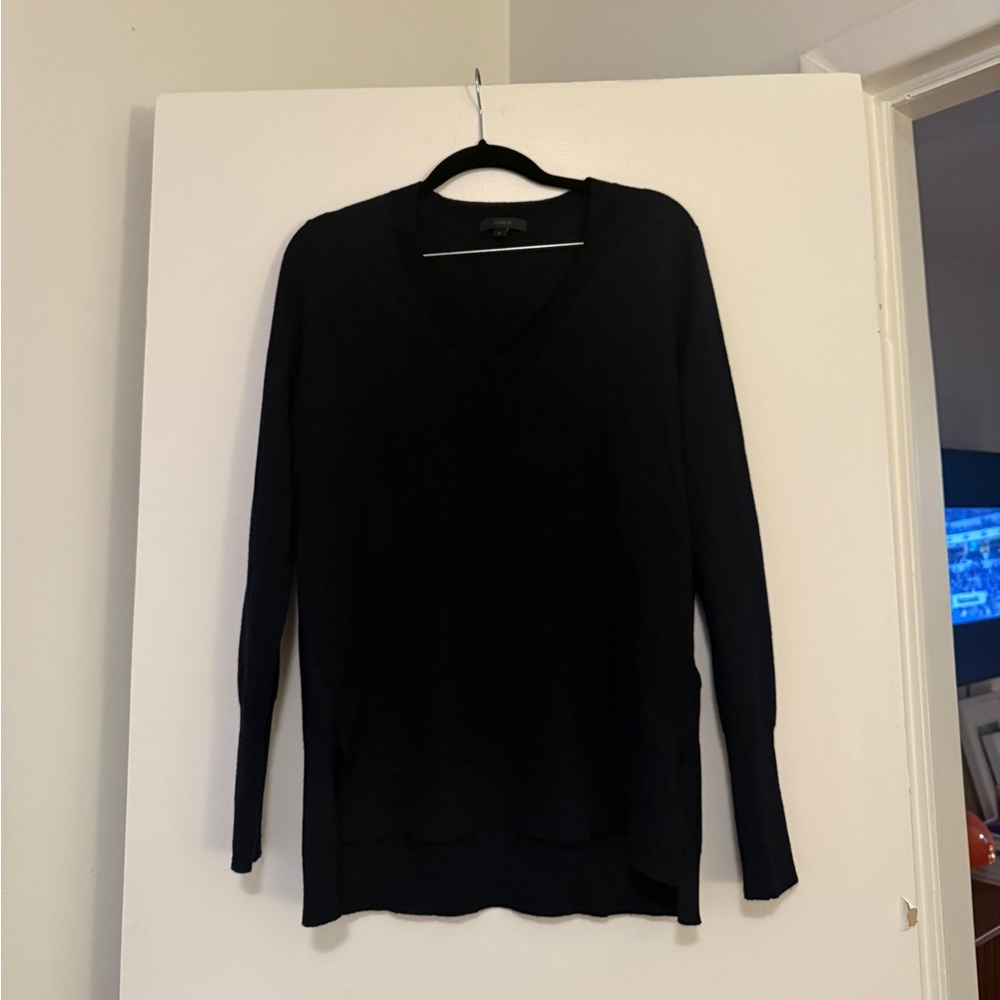 J Crew Women's Navy V-Neck Sweater